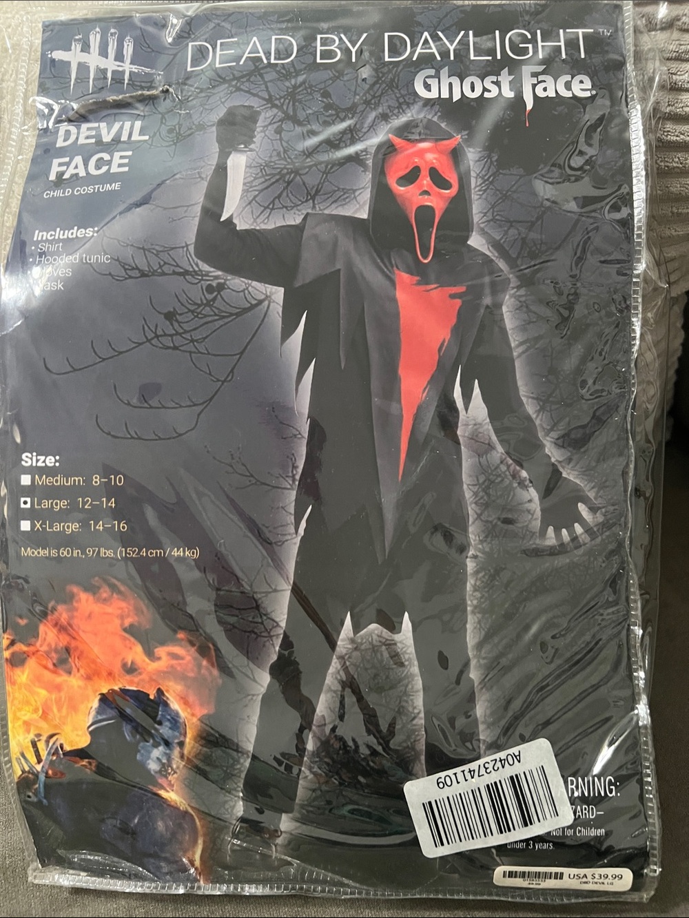 Devil Face ghost face Kids Costume - Black & Red